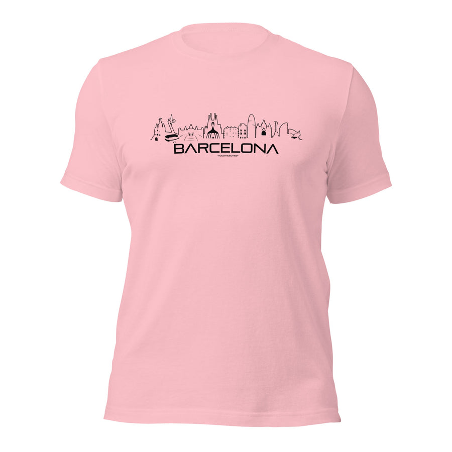 T-Shirt Barcelona Pink S houten cadeau decoratie relatiegeschenk van WoodWideCities