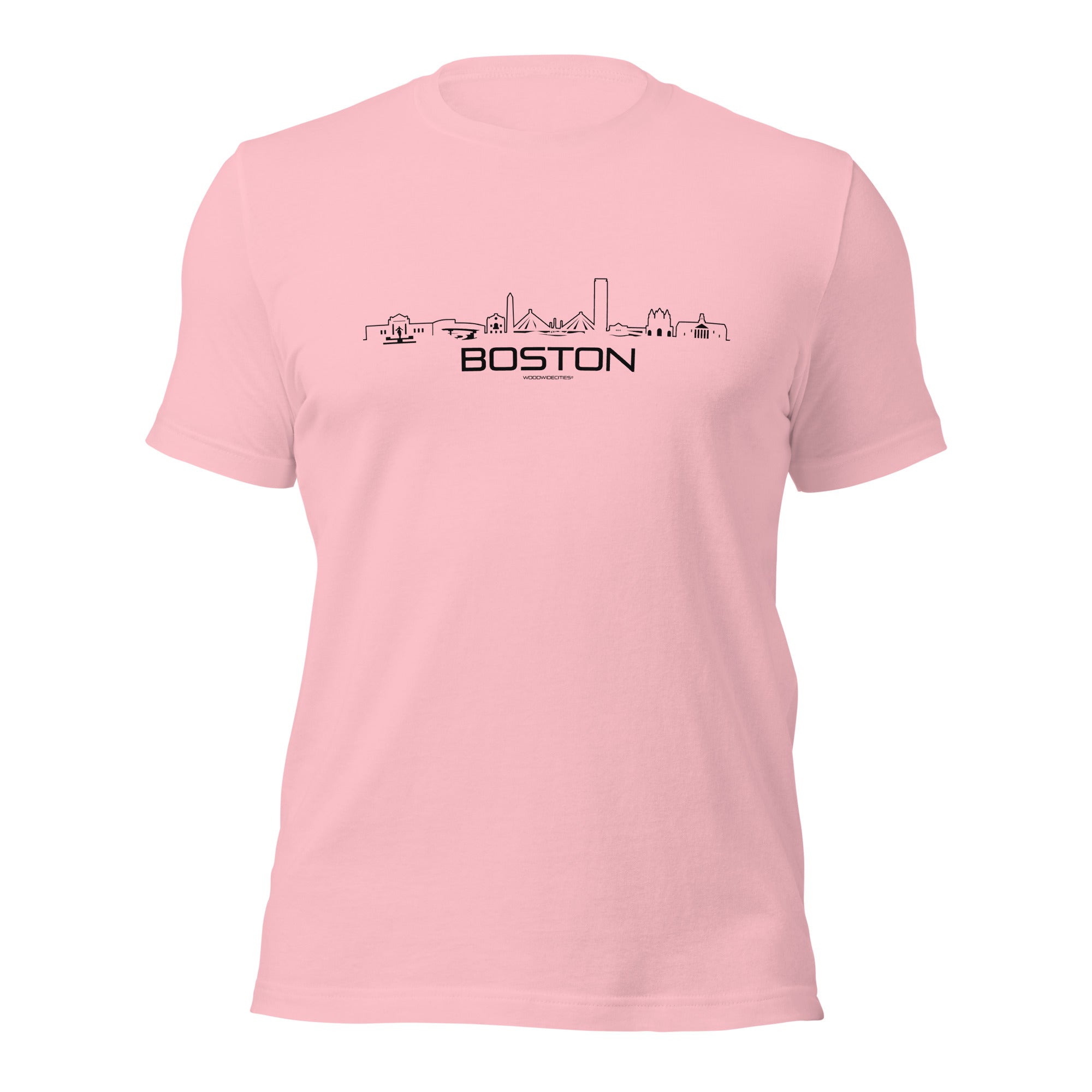 T-Shirt Boston Roze S houten cadeau decoratie relatiegeschenk van WoodWideCities