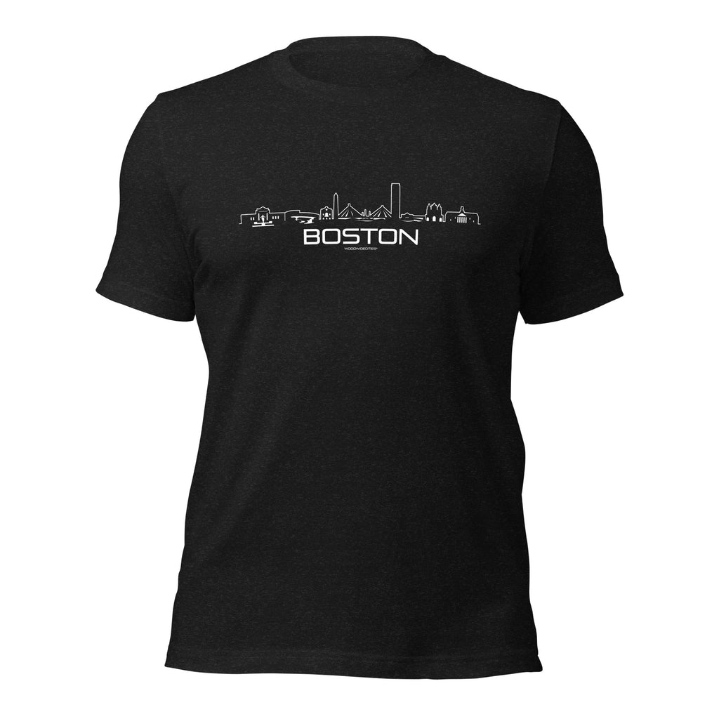 T-Shirt Boston Zwart gemêleerd S houten cadeau decoratie relatiegeschenk van WoodWideCities