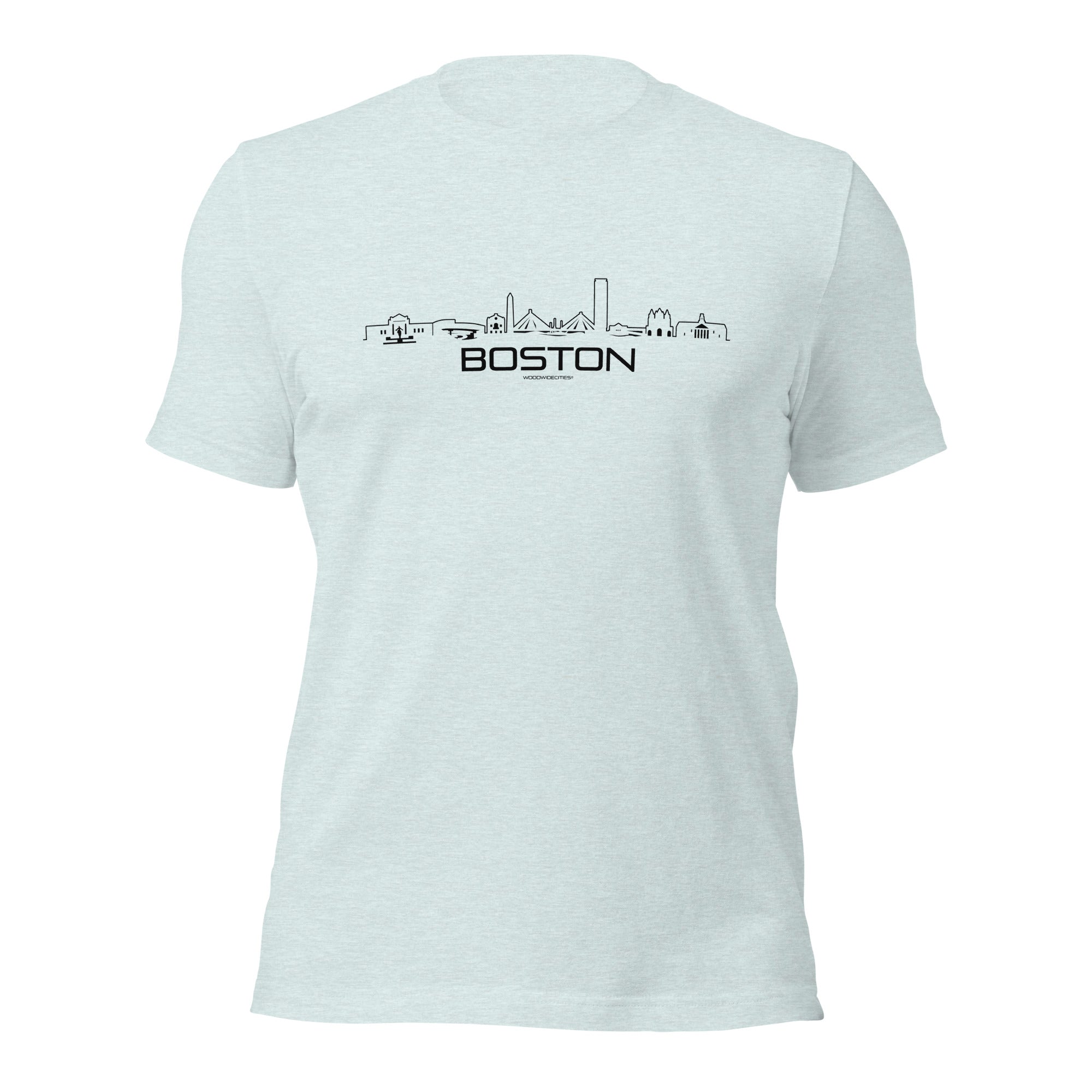 T-Shirt Boston Gemêleerd prisma ijsblauw S houten cadeau decoratie relatiegeschenk van WoodWideCities