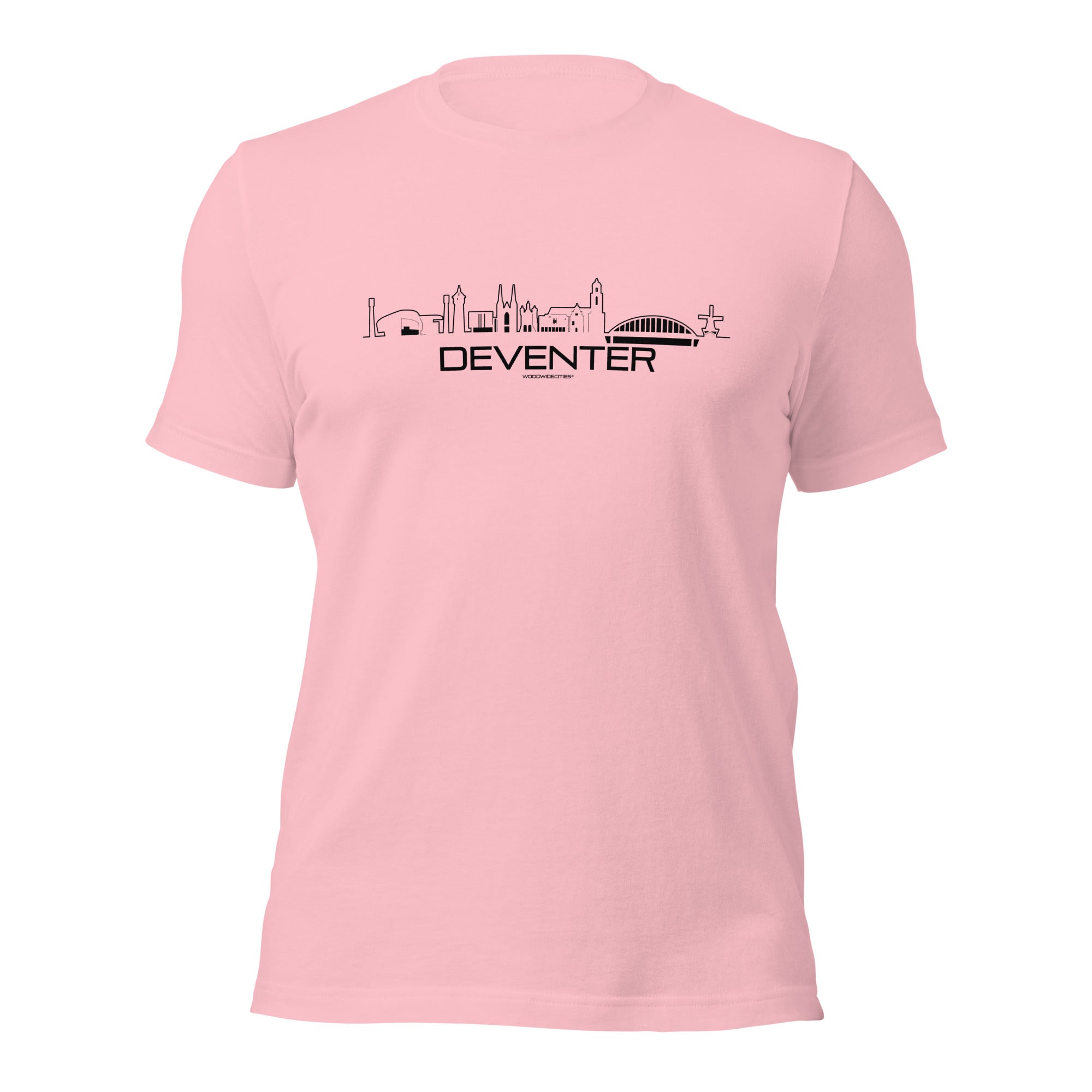 T-Shirt Deventer Pink S houten cadeau decoratie relatiegeschenk van WoodWideCities