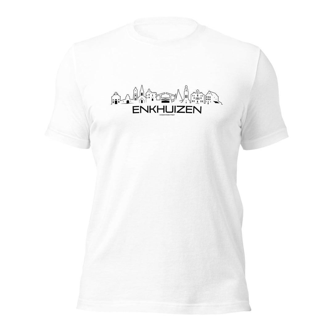 T-Shirt Enkhuizen White S houten cadeau decoratie relatiegeschenk van WoodWideCities