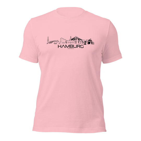 T-Shirt Hamburg Pink S houten cadeau decoratie relatiegeschenk van WoodWideCities