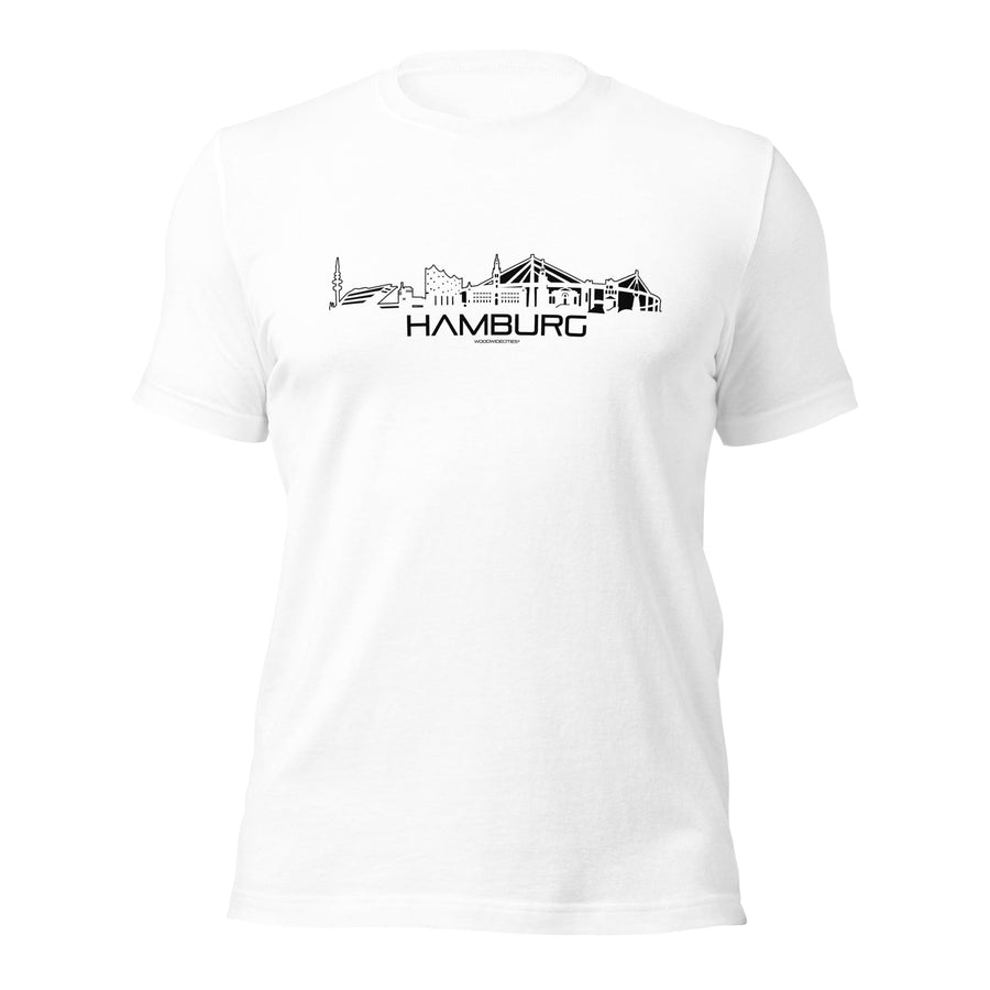 T-Shirt Hamburg White S houten cadeau decoratie relatiegeschenk van WoodWideCities