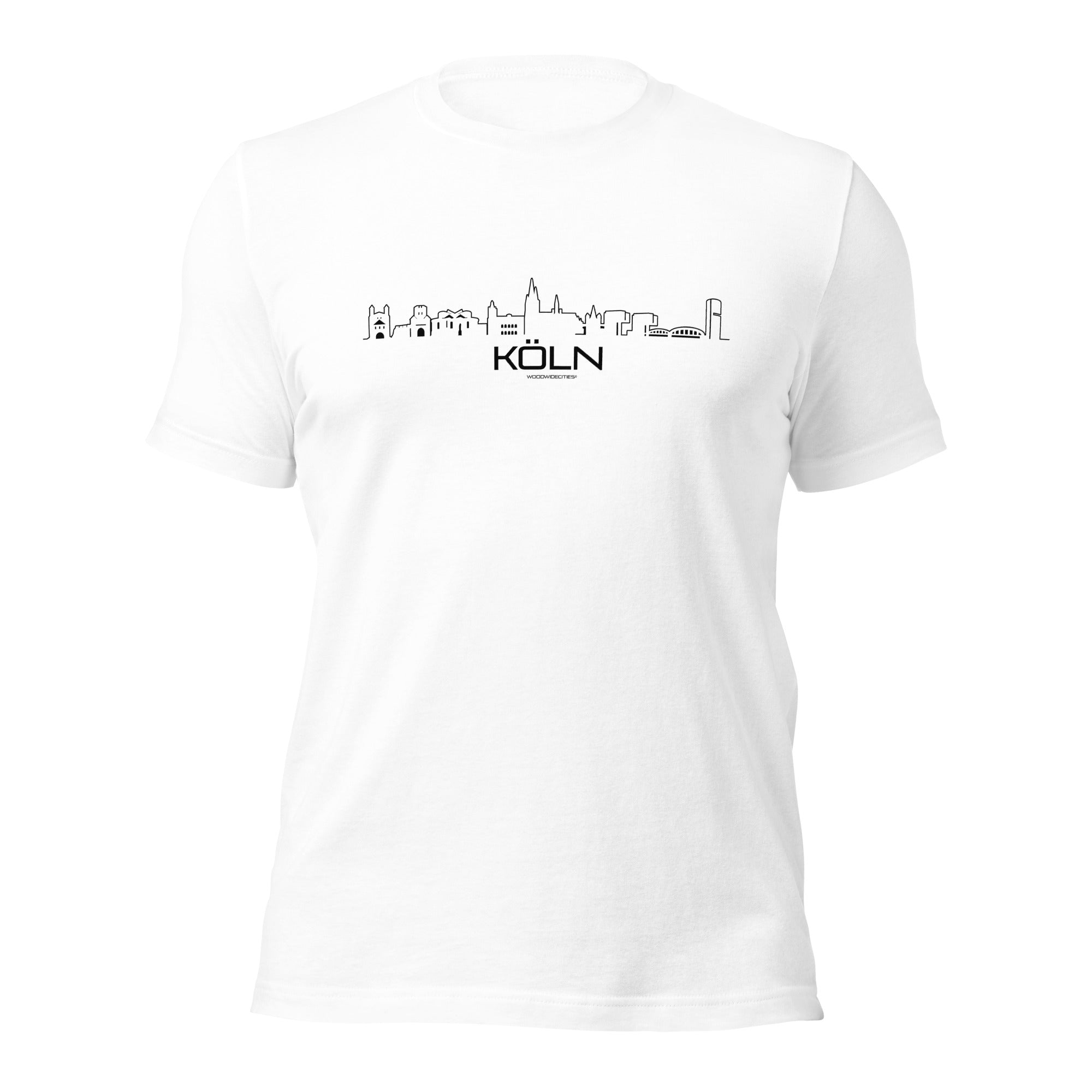 T-Shirt Köln White S houten cadeau decoratie relatiegeschenk van WoodWideCities