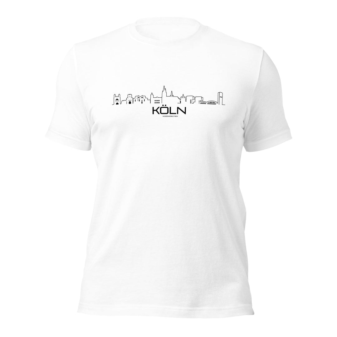 T-Shirt Köln White S houten cadeau decoratie relatiegeschenk van WoodWideCities
