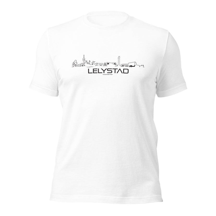T-Shirt Lelystad White S houten cadeau decoratie relatiegeschenk van WoodWideCities