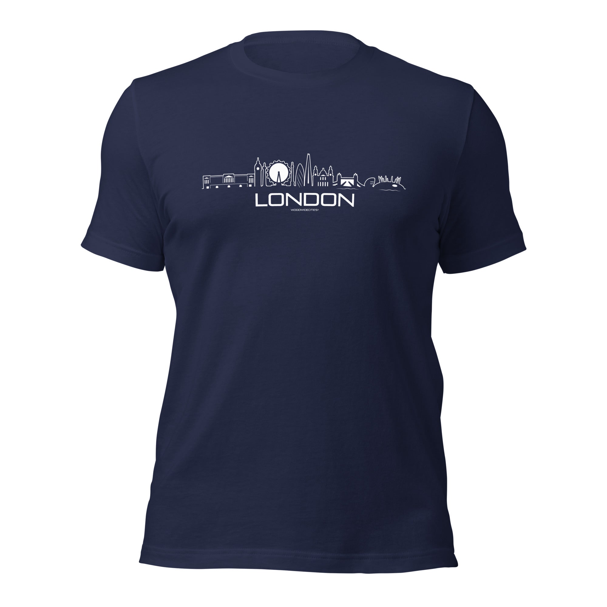 T-Shirt London Marineblauw S houten cadeau decoratie relatiegeschenk van WoodWideCities