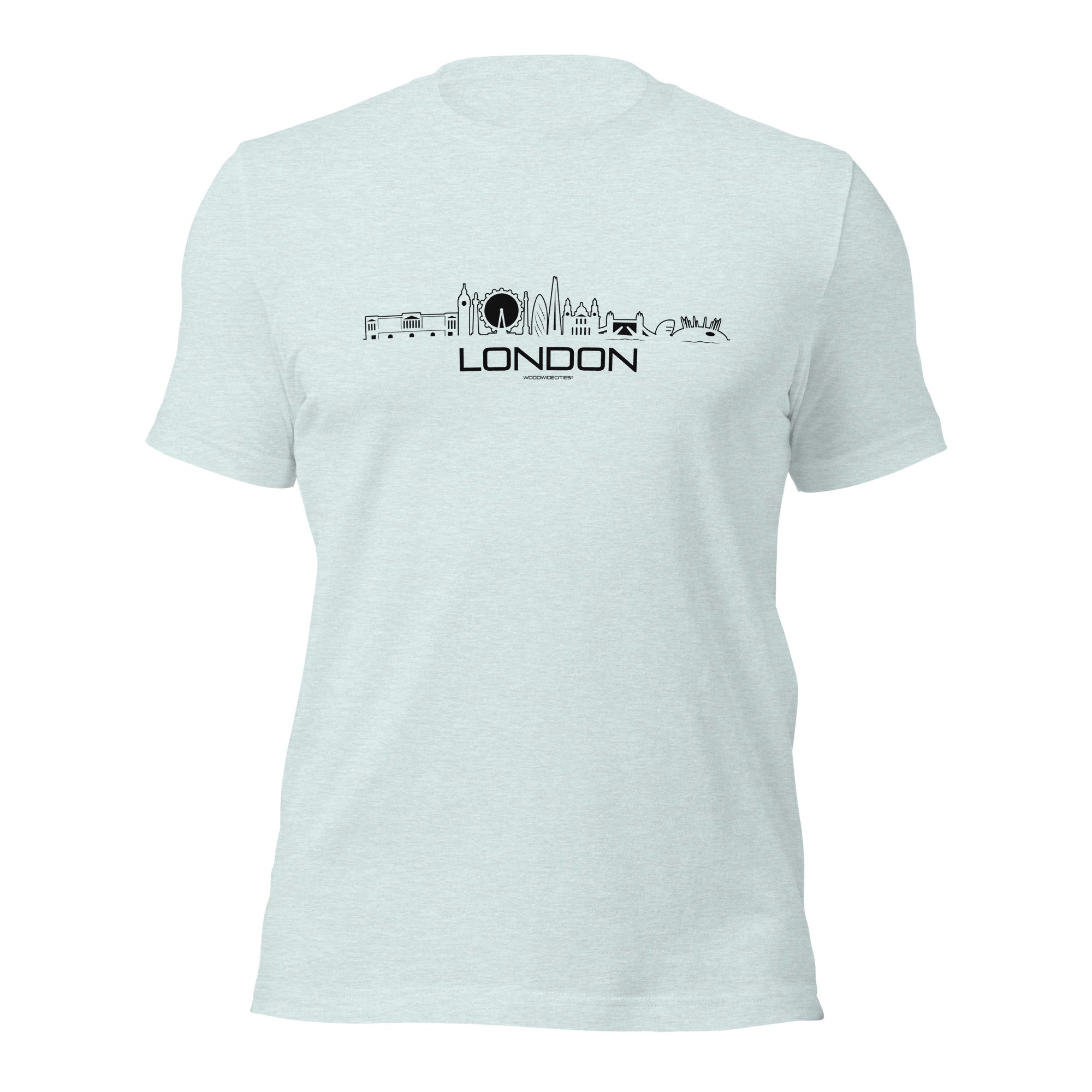 T-Shirt London Gemêleerd prisma ijsblauw S houten cadeau decoratie relatiegeschenk van WoodWideCities