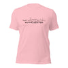 T-Shirt Manchester Pink S houten cadeau decoratie relatiegeschenk van WoodWideCities