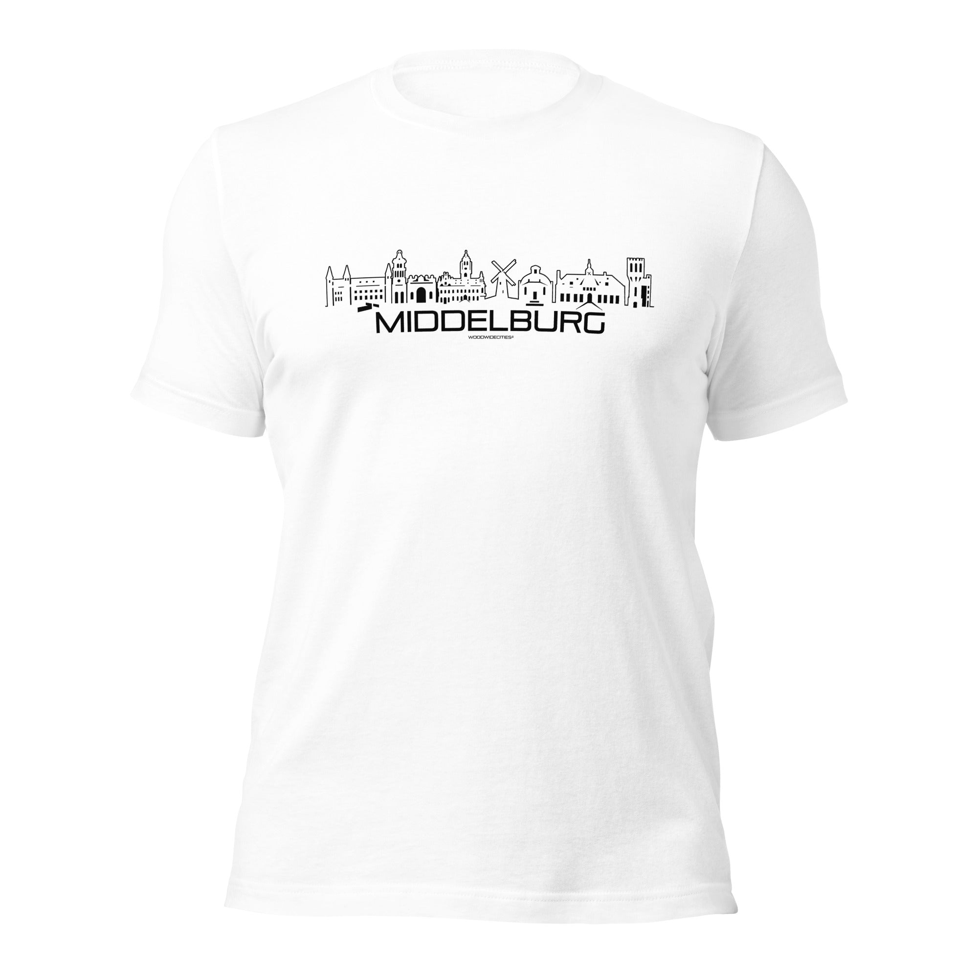 T-Shirt Middelburg White S houten cadeau decoratie relatiegeschenk van WoodWideCities