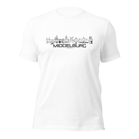 T-Shirt Middelburg White S houten cadeau decoratie relatiegeschenk van WoodWideCities