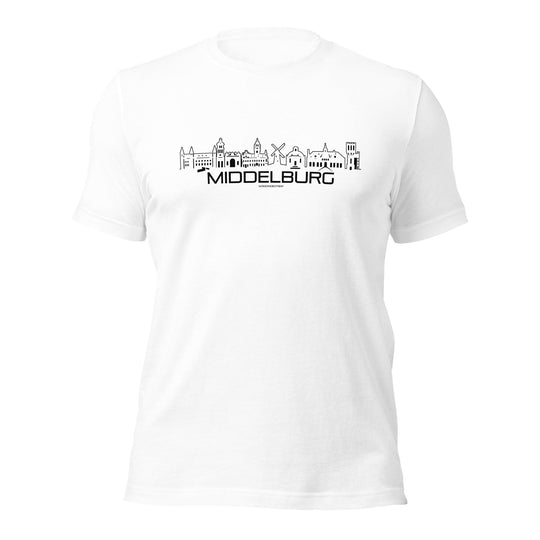 T-Shirt Middelburg White S houten cadeau decoratie relatiegeschenk van WoodWideCities