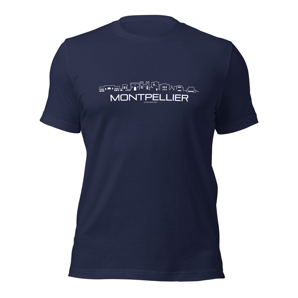 T-Shirt Montpellier Navy S houten cadeau decoratie relatiegeschenk van WoodWideCities