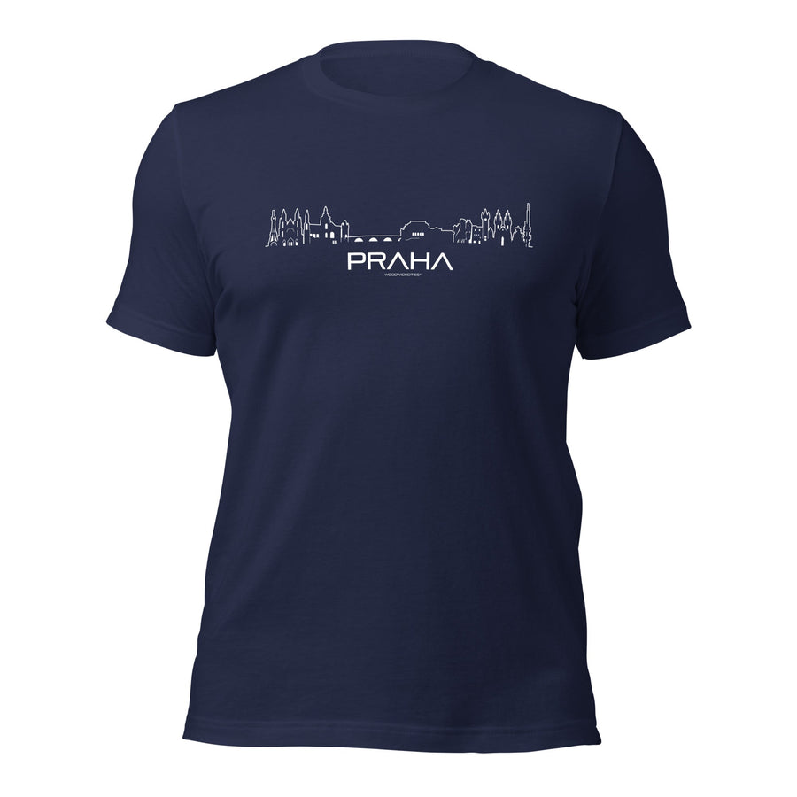 T-Shirt Praha Navy S houten cadeau decoratie relatiegeschenk van WoodWideCities