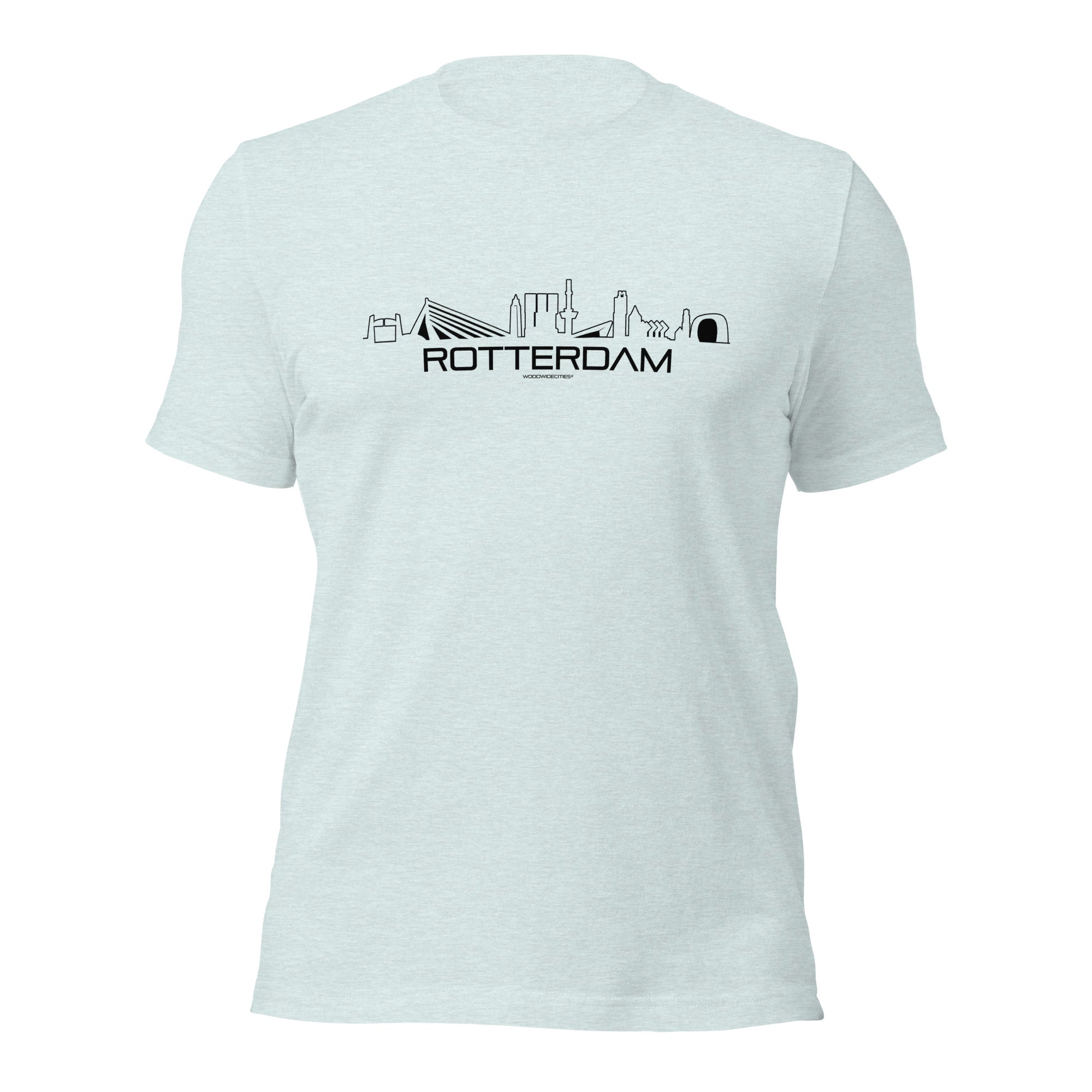 T-Shirt Rotterdam Heather Prism Ice Blue S houten cadeau decoratie relatiegeschenk van WoodWideCities