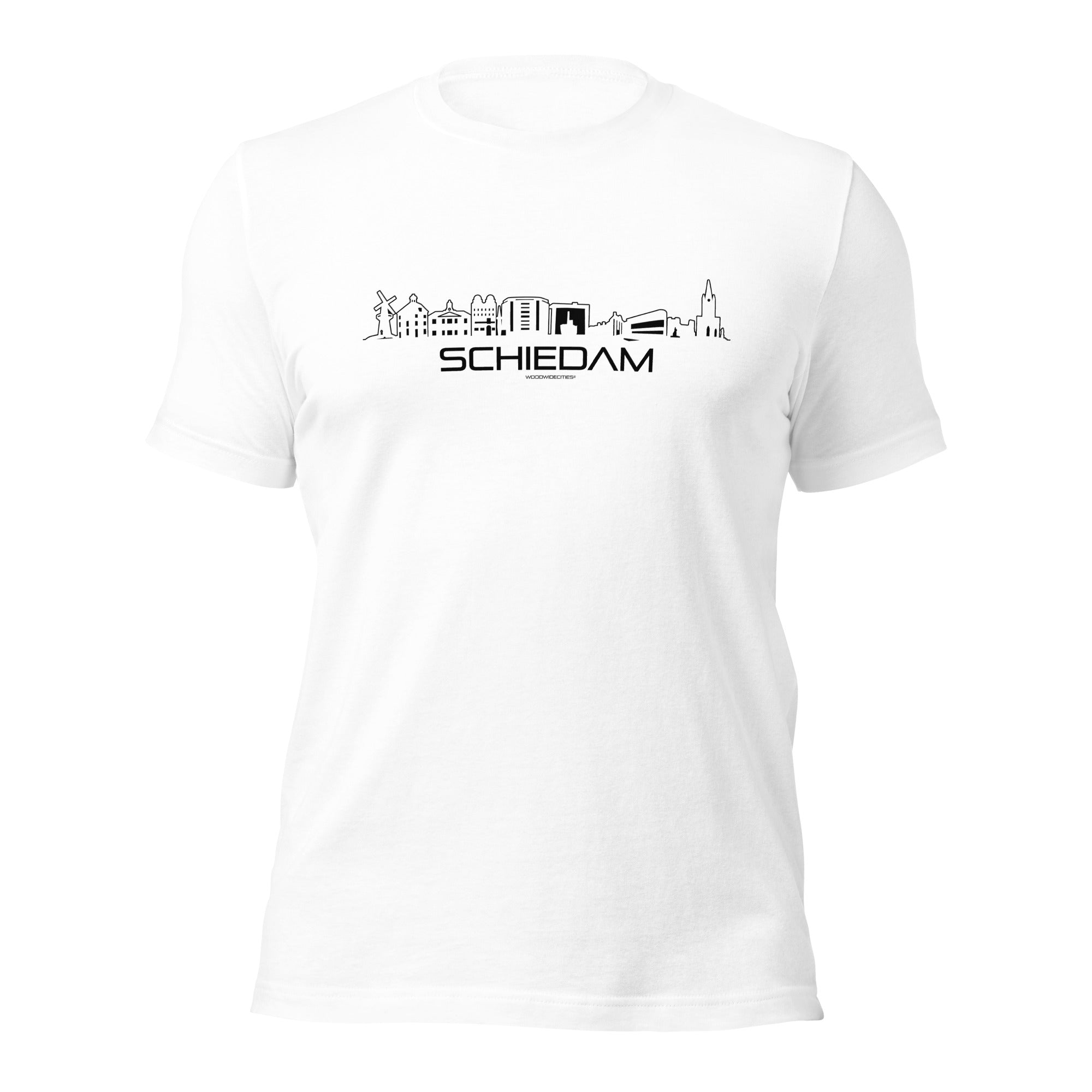 T-Shirt Schiedam White S houten cadeau decoratie relatiegeschenk van WoodWideCities