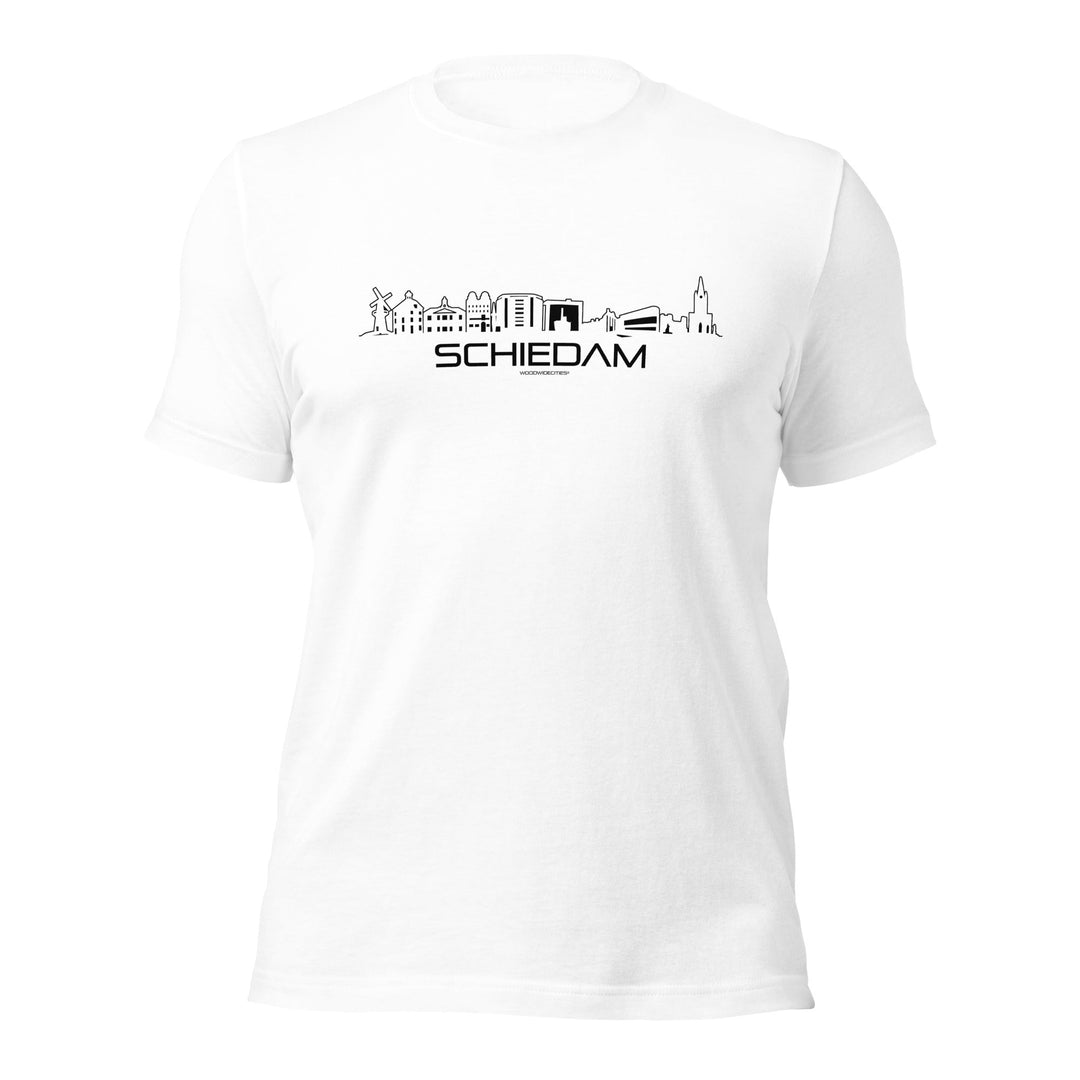 T-Shirt Schiedam White S houten cadeau decoratie relatiegeschenk van WoodWideCities