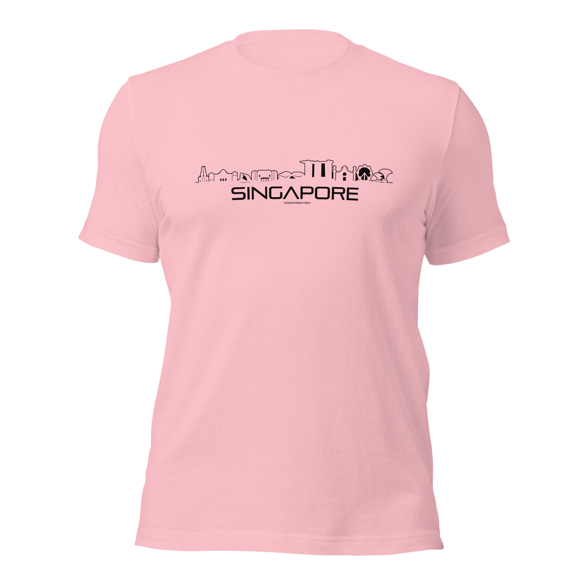 T-Shirt Singapore Pink S houten cadeau decoratie relatiegeschenk van WoodWideCities
