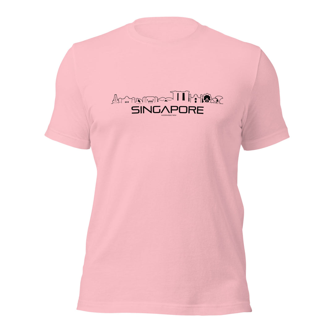 T-Shirt Singapore Pink S houten cadeau decoratie relatiegeschenk van WoodWideCities