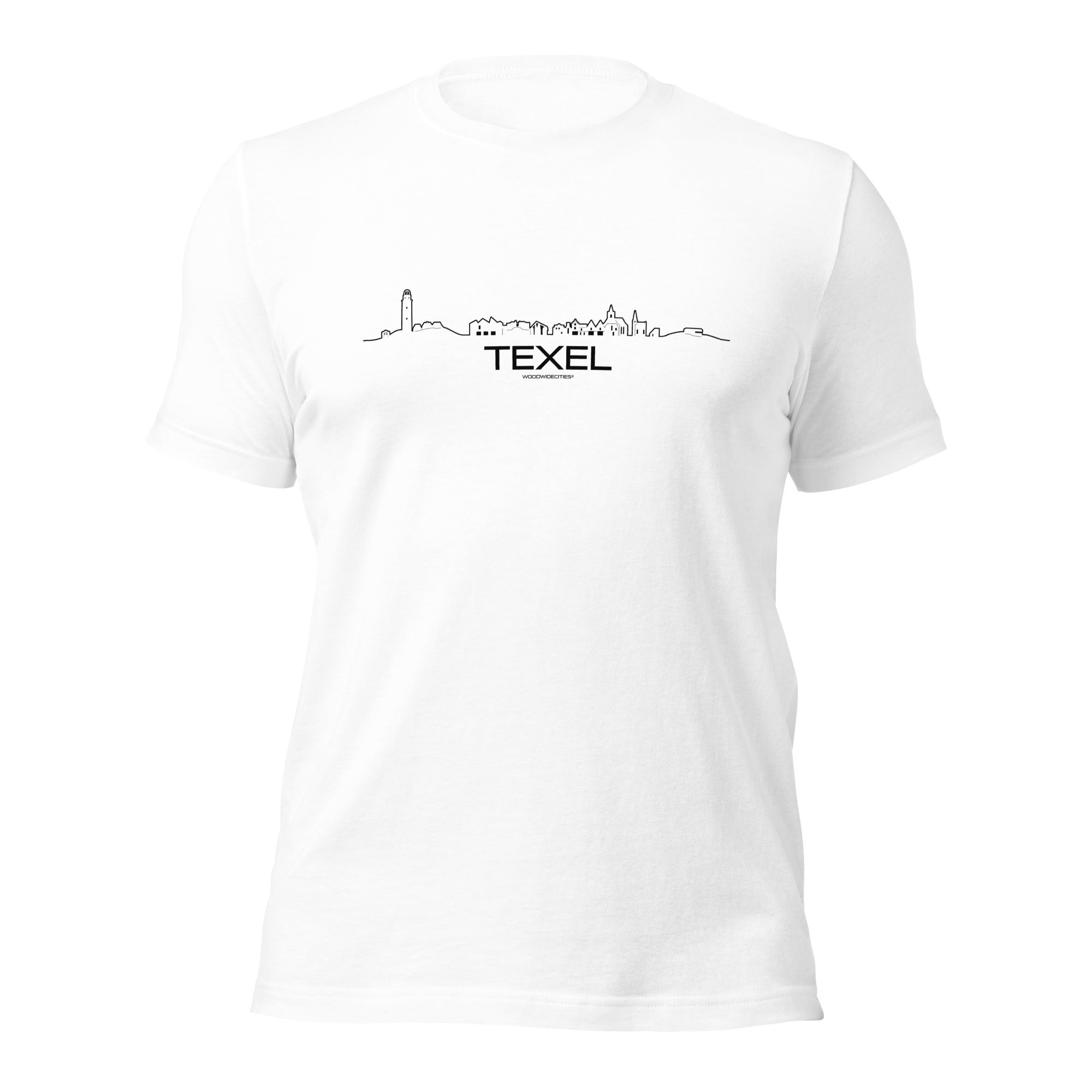 T-Shirt Texel White S houten cadeau decoratie relatiegeschenk van WoodWideCities