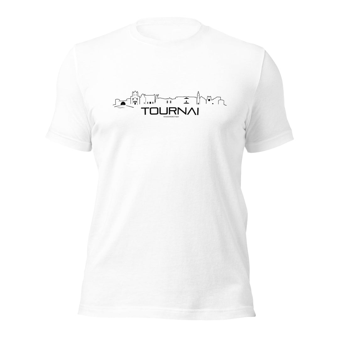T-Shirt Tournai White S houten cadeau decoratie relatiegeschenk van WoodWideCities