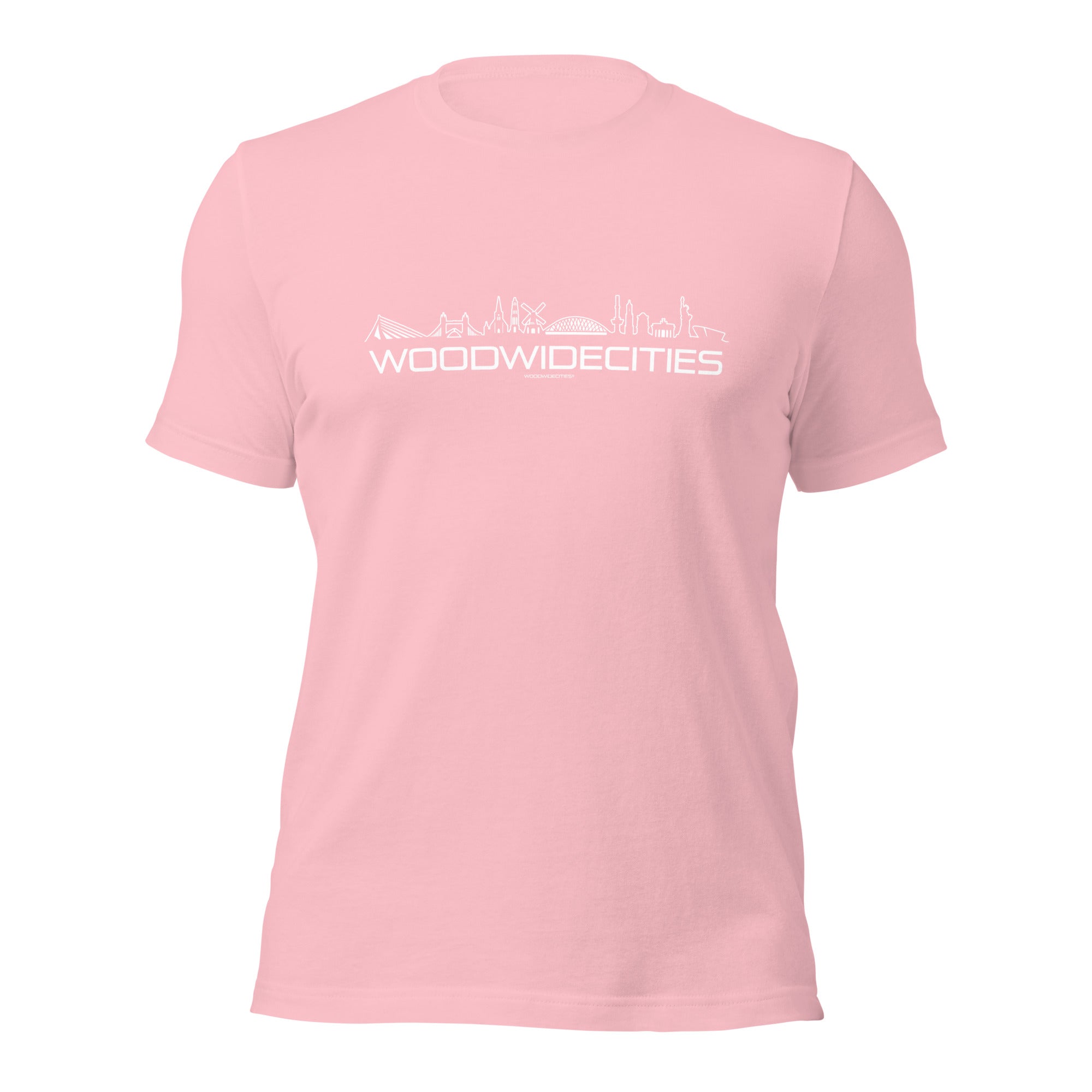 T-Shirt WoodWideCities Roze S houten cadeau decoratie relatiegeschenk van WoodWideCities