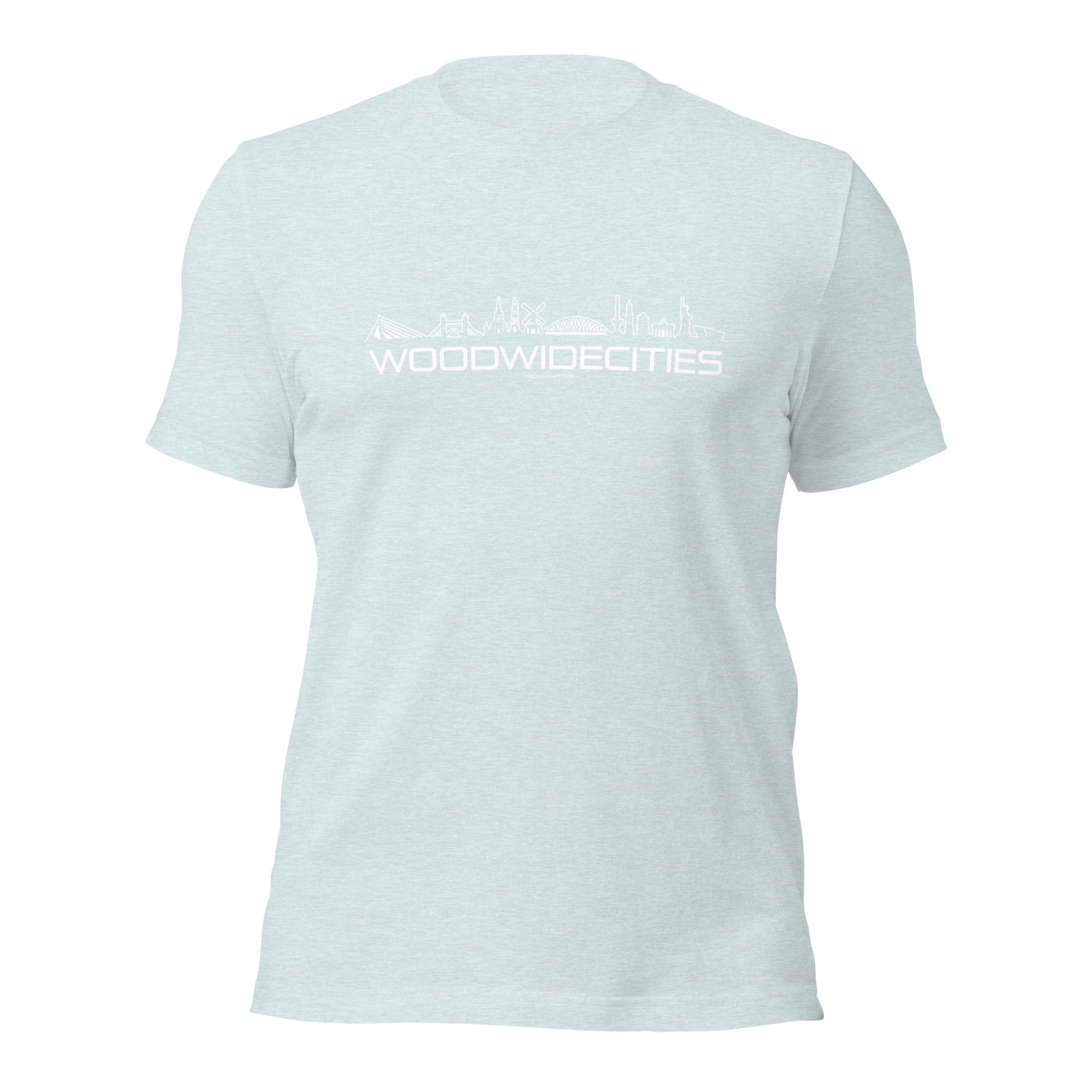 T-Shirt WoodWideCities Gemêleerd prisma ijsblauw S houten cadeau decoratie relatiegeschenk van WoodWideCities