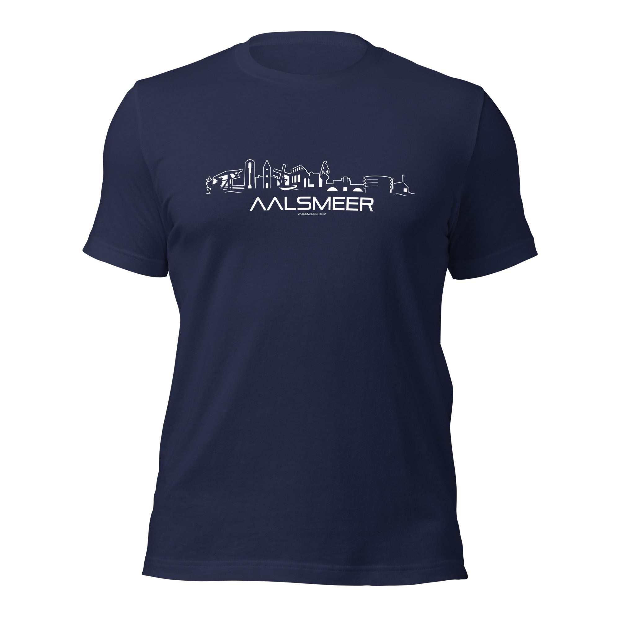 T-shirt Aalsmeer Marineblauw S houten cadeau decoratie relatiegeschenk van WoodWideCities