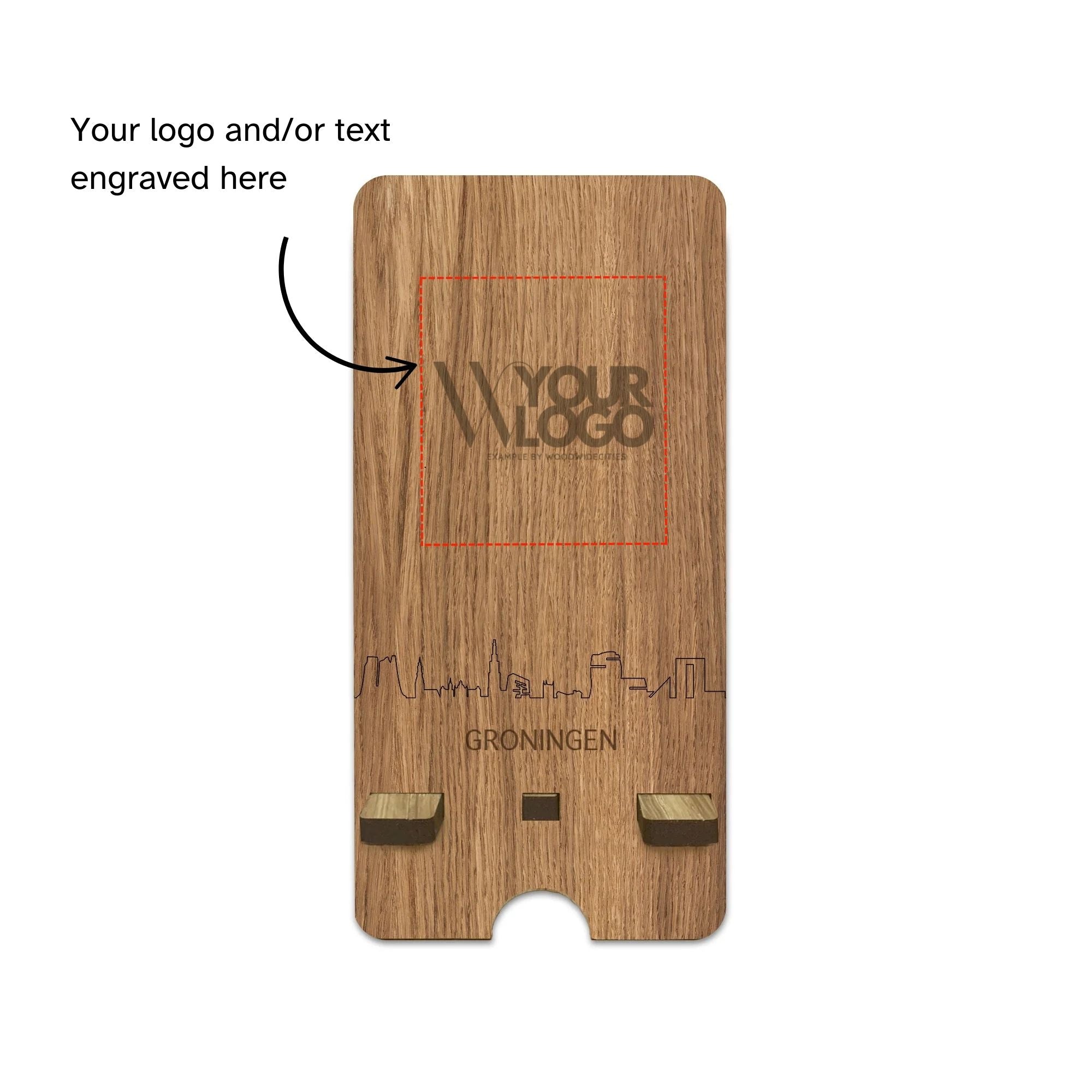 telefoonhouder-graveren WoodWideCities