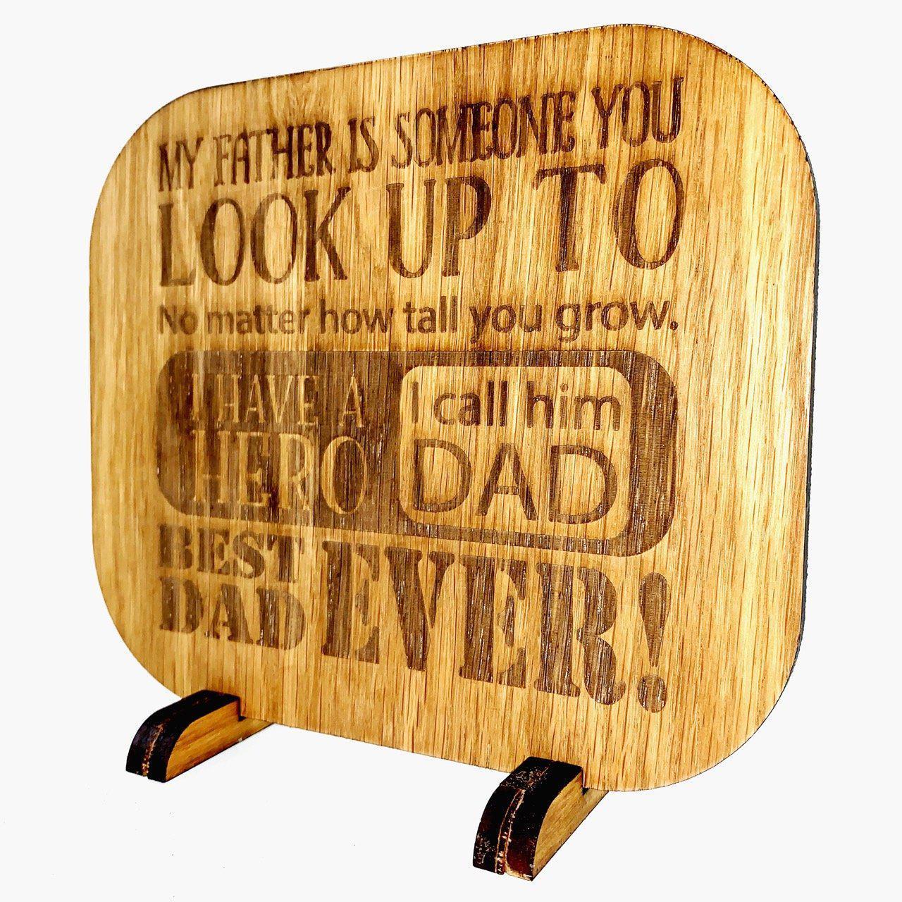 Best Dad Ever Vaderdag Eiken houten cadeau decoratie relatiegeschenk van WoodWideCities