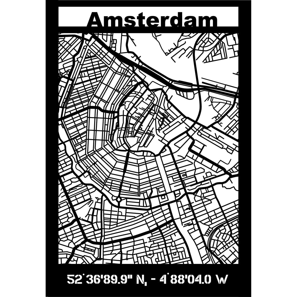 Citymap Amsterdam houten cadeau decoratie relatiegeschenk van WoodWideCities