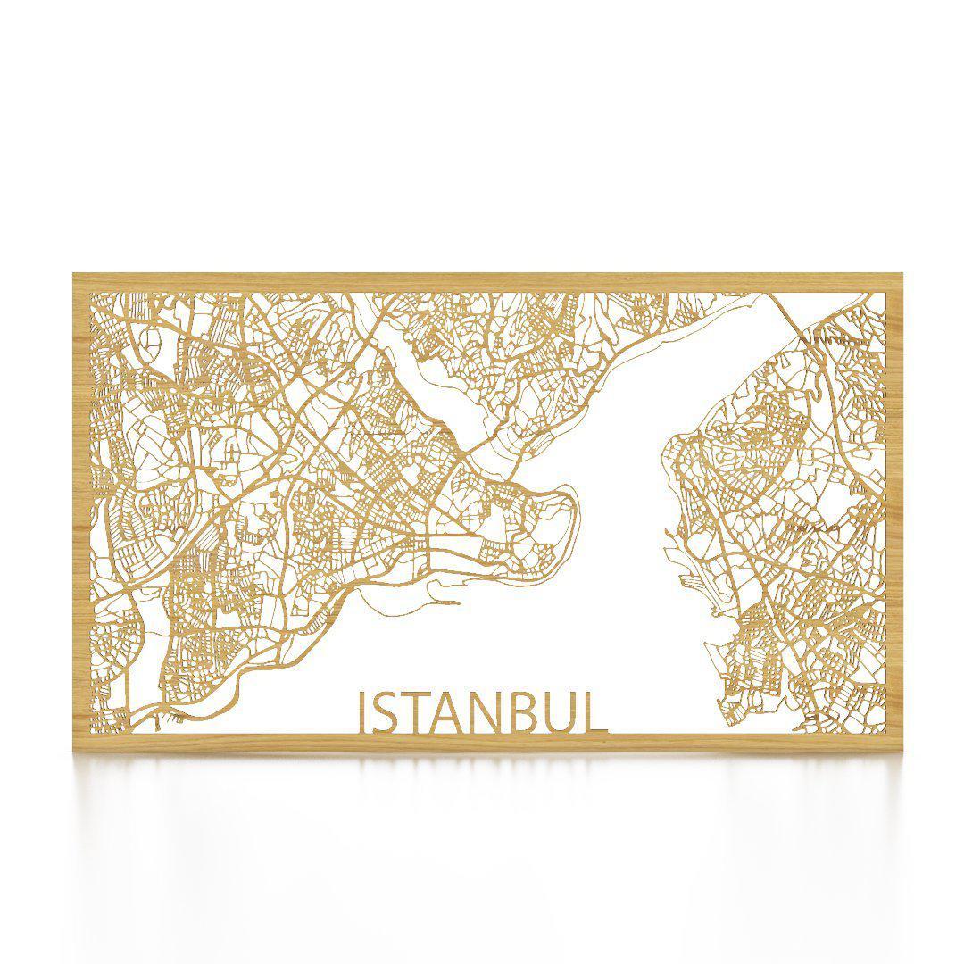 Citymap Istanbul houten cadeau decoratie relatiegeschenk van WoodWideCities