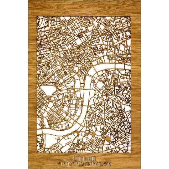 Citymap London houten cadeau decoratie relatiegeschenk van WoodWideCities