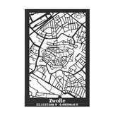 Citymap Zwolle houten cadeau decoratie relatiegeschenk van WoodWideCities
