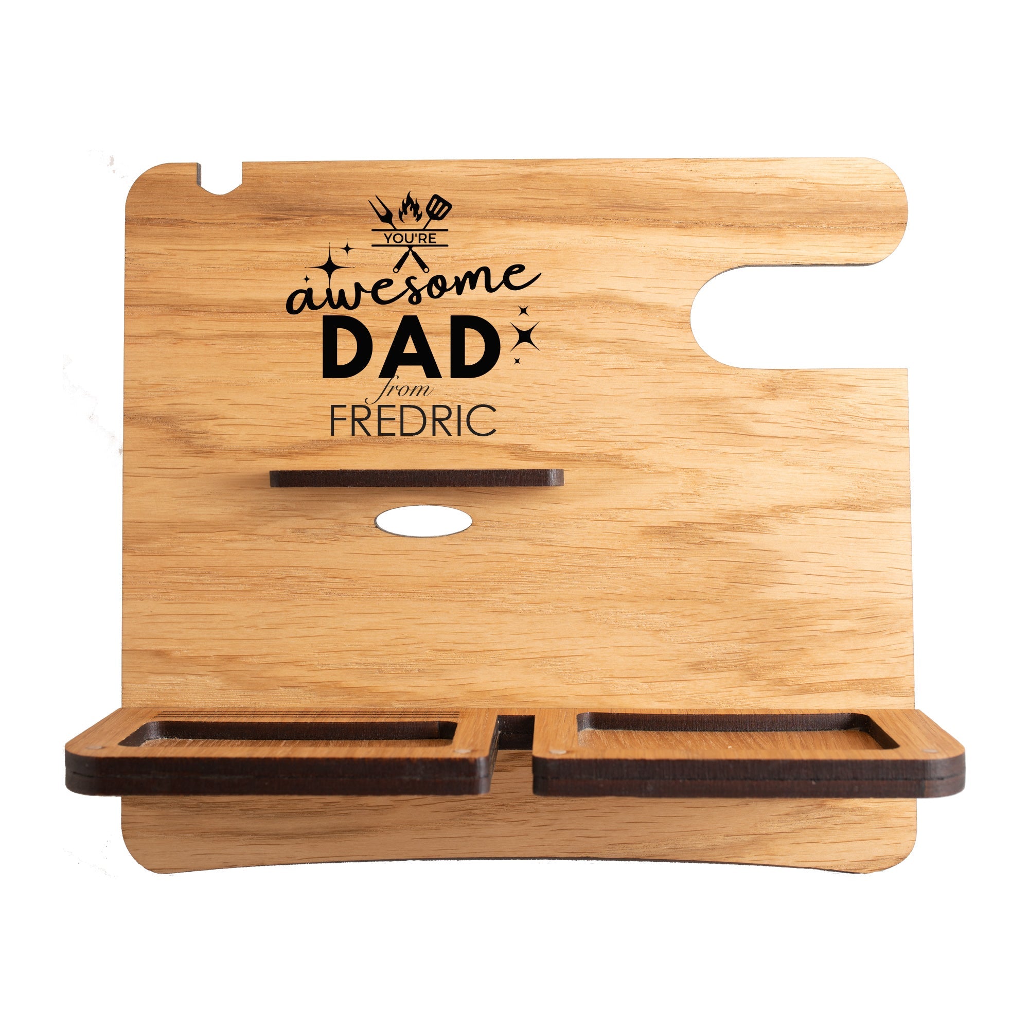 Desk Organizer Vaderdag op maat houten cadeau decoratie relatiegeschenk van WoodWideCities