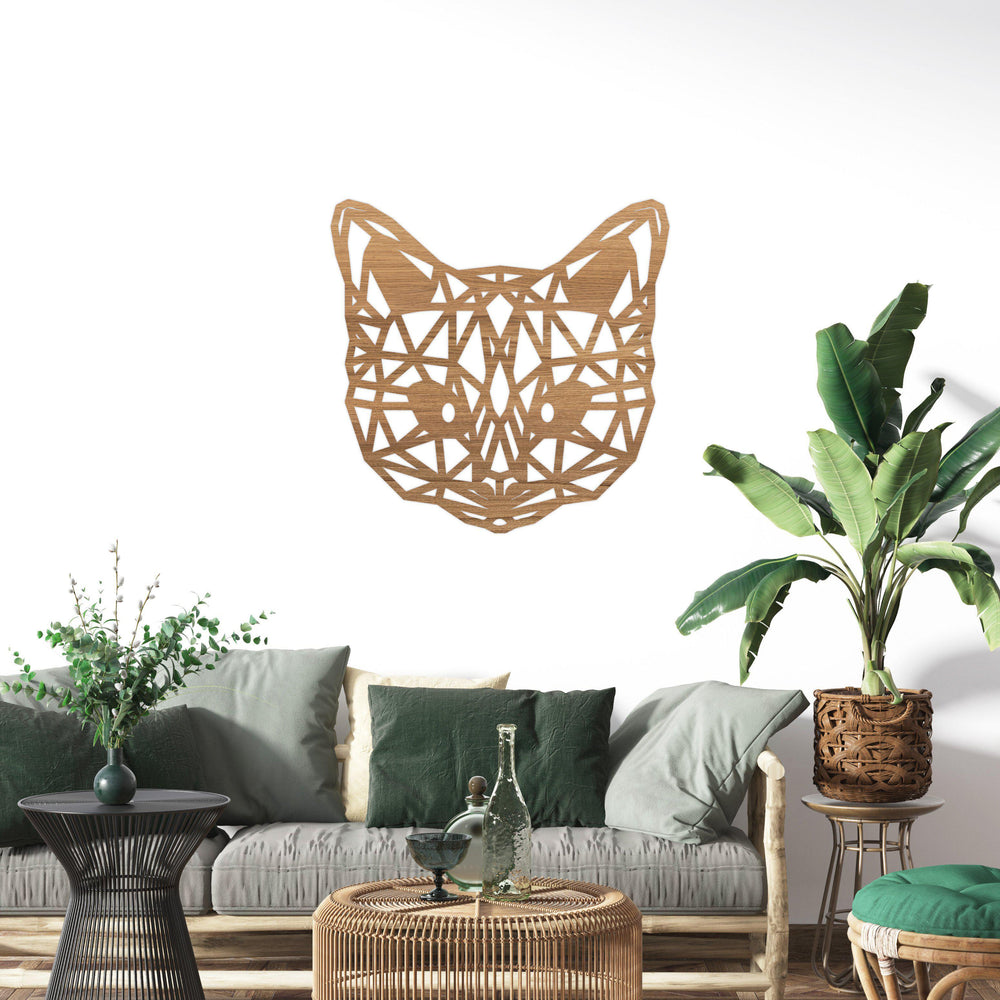 Geometrische Dieren Kat/Poes Eiken houten cadeau decoratie relatiegeschenk van WoodWideCities