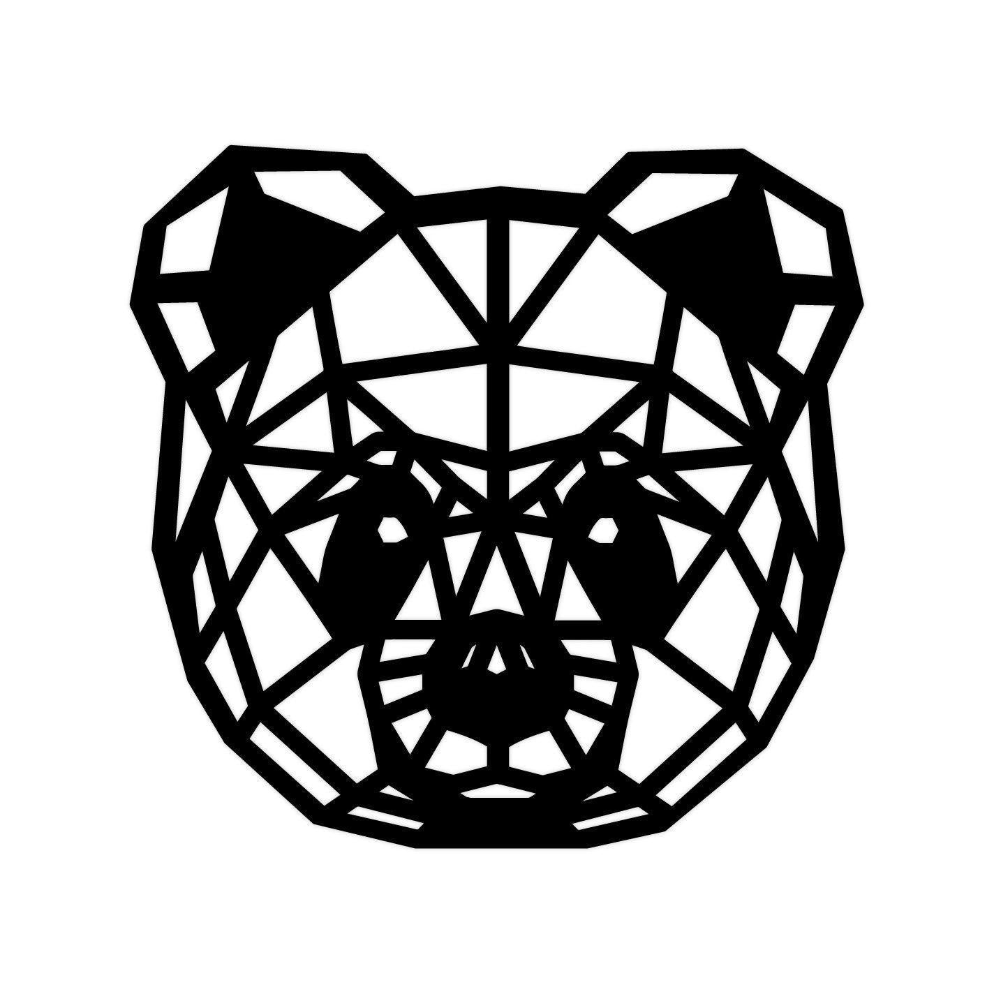 Geometrische Dieren Panda Black houten cadeau decoratie relatiegeschenk van WoodWideCities