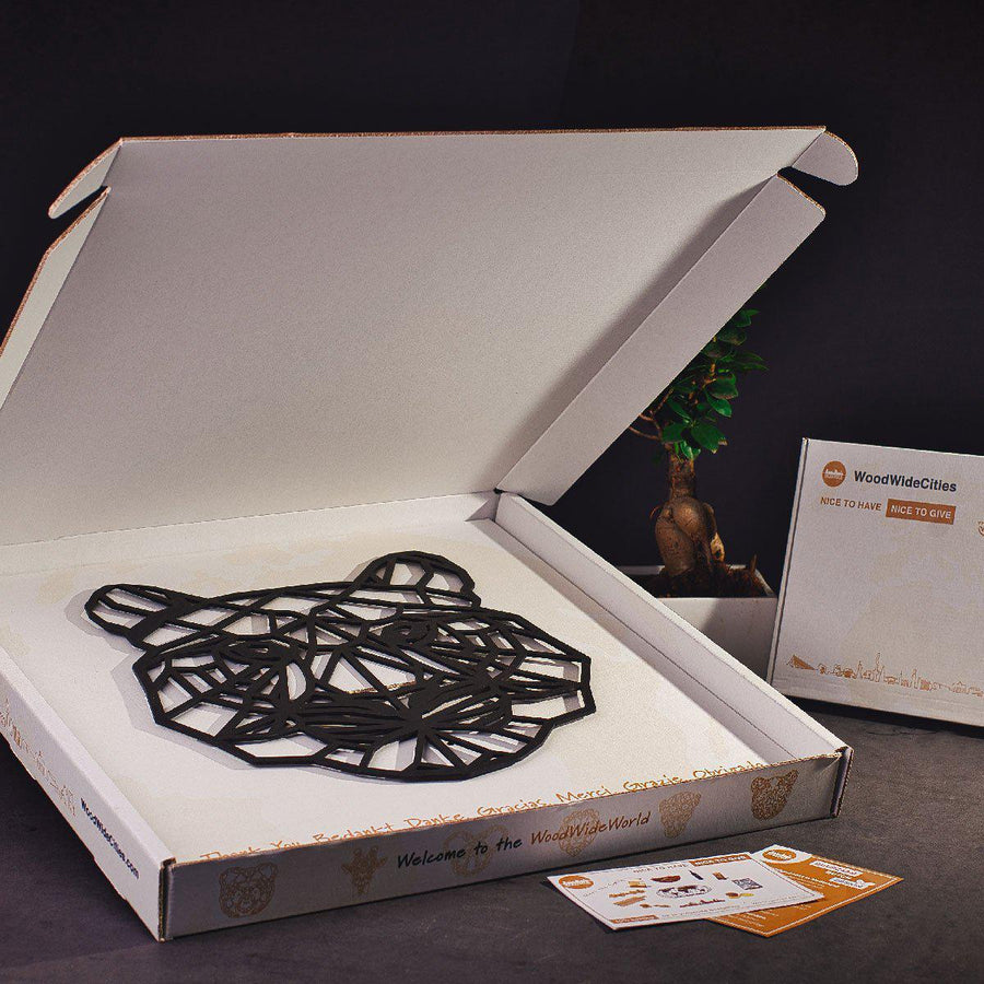 Geometrische Dieren Papegaai Black houten cadeau decoratie relatiegeschenk van WoodWideCities
