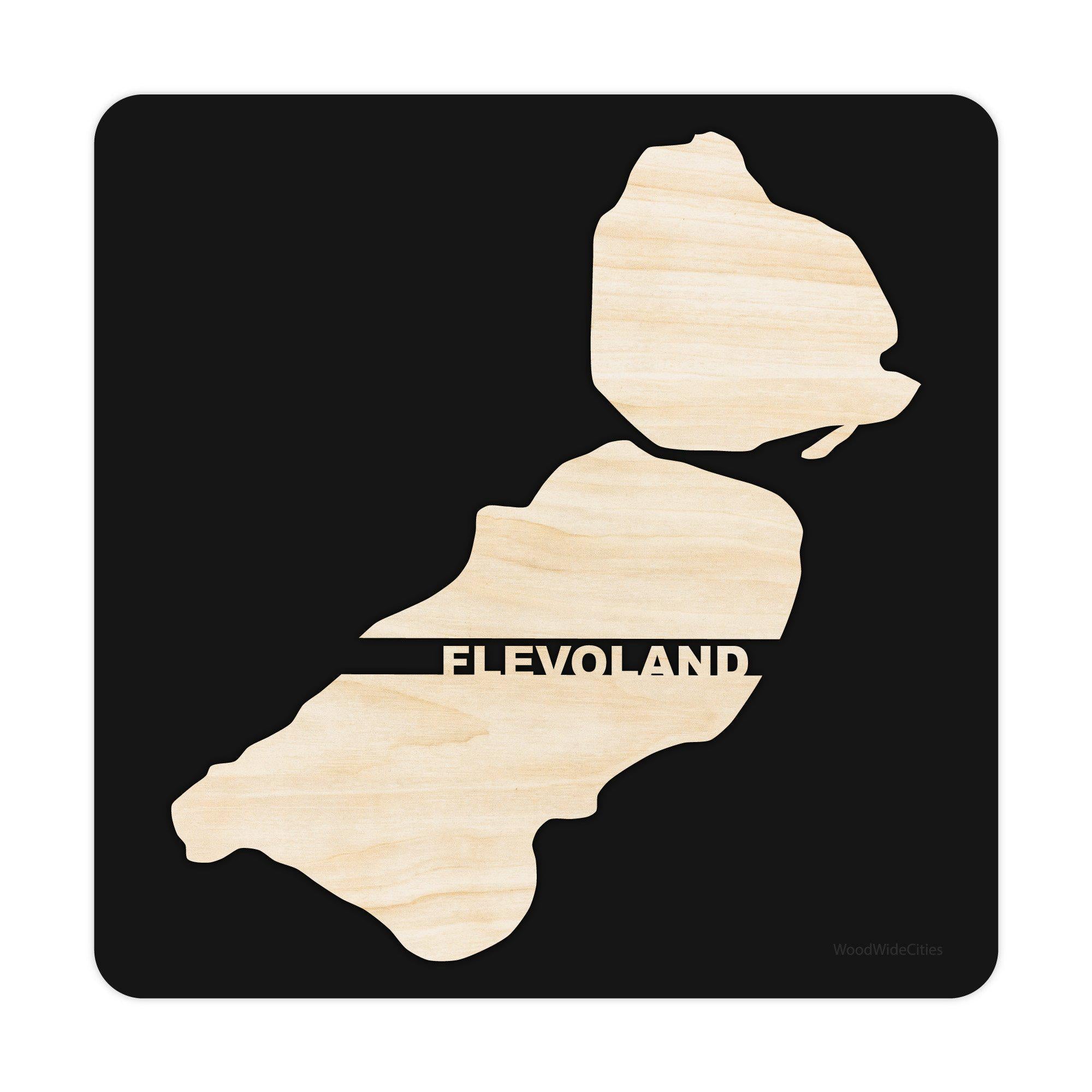 Provincie Flevoland Black S (25x25 cm) houten cadeau decoratie relatiegeschenk van WoodWideCities