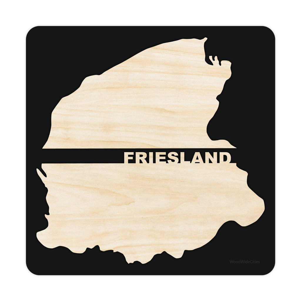 Provincie Friesland Black S (25x25 cm) Friesland houten cadeau decoratie relatiegeschenk van WoodWideCities