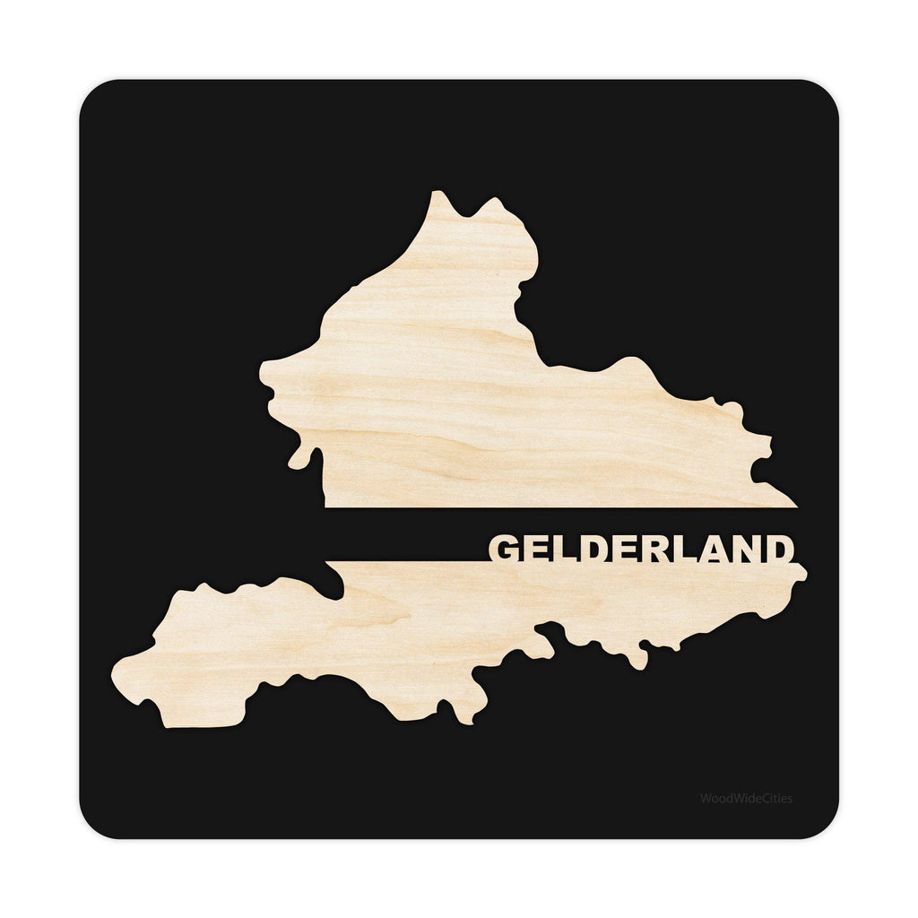 Provincie Gelderland Black S (25x25 cm) houten cadeau decoratie relatiegeschenk van WoodWideCities