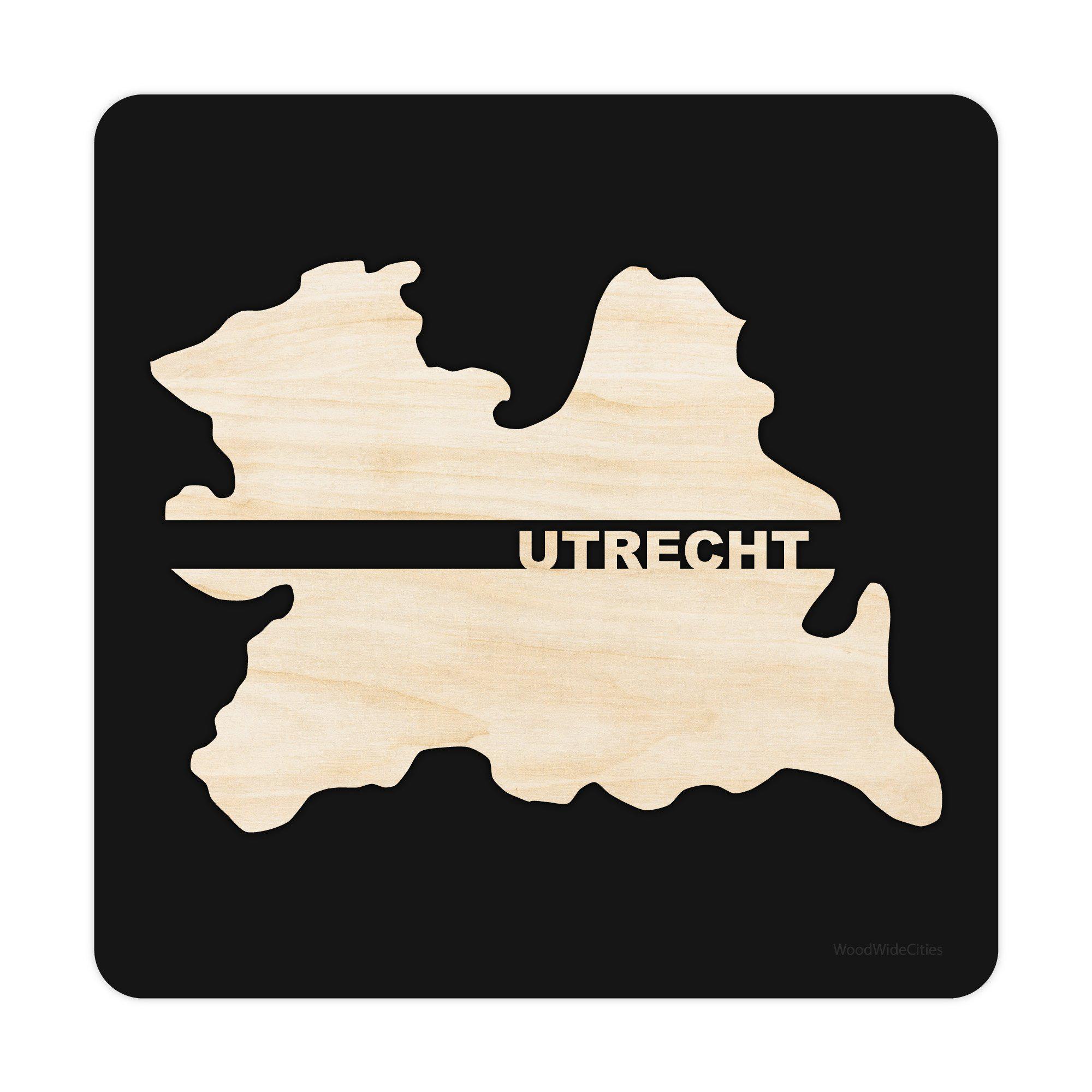 Provincie Utrecht Black S (25x25 cm) houten cadeau decoratie relatiegeschenk van WoodWideCities