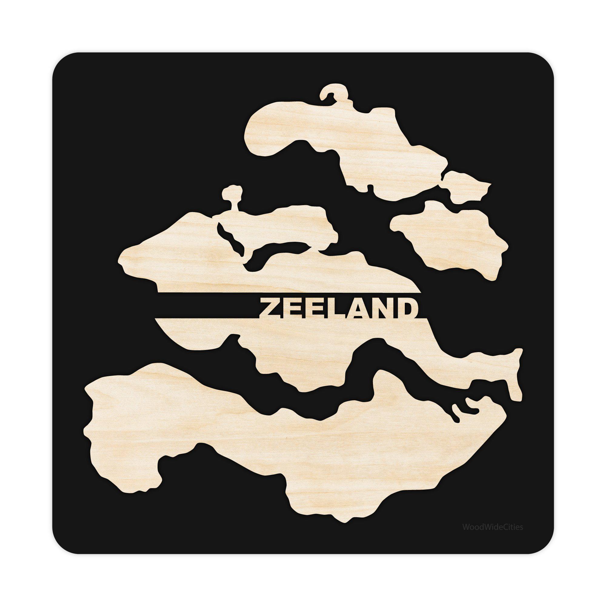 Provincie Zeeland Black S (25x25 cm) houten cadeau decoratie relatiegeschenk van WoodWideCities
