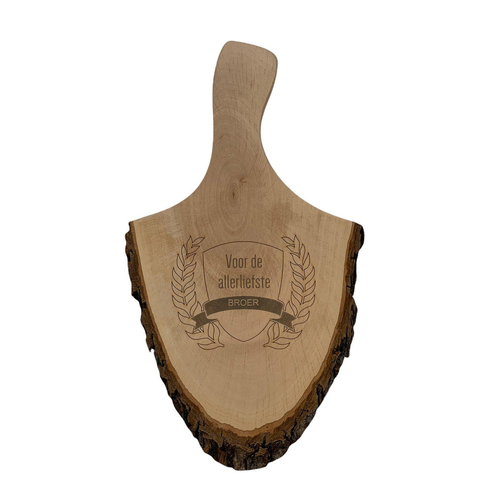 Schorsplank handvat op maat houten cadeau decoratie relatiegeschenk van WoodWideCities