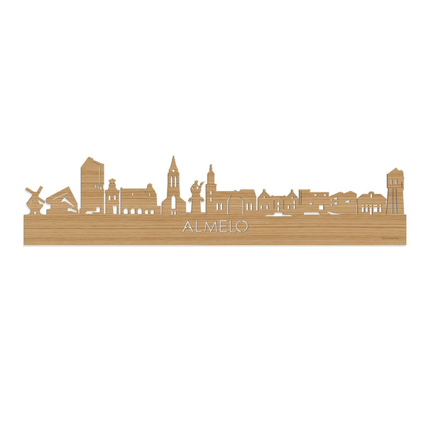 Skyline Almelo Bamboe houten cadeau decoratie relatiegeschenk van WoodWideCities