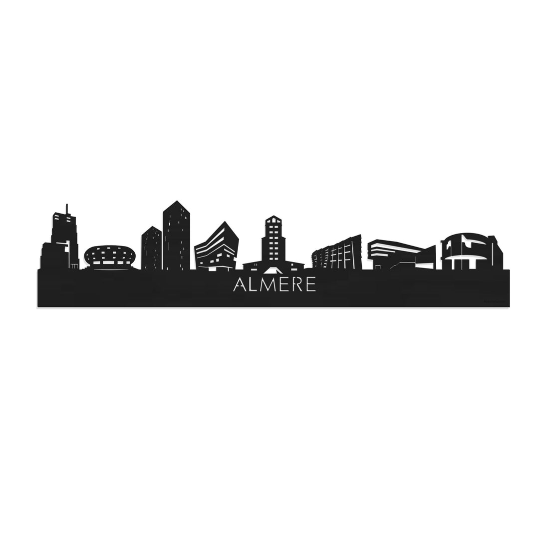 Skyline Almere Zwart houten cadeau decoratie relatiegeschenk van WoodWideCities