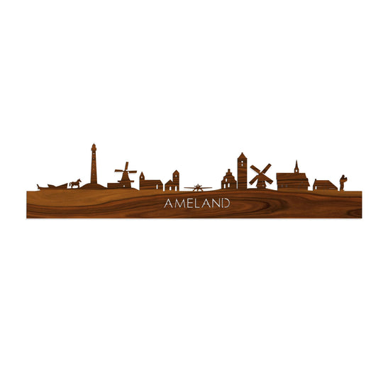 Skyline Ameland Palissander houten cadeau decoratie relatiegeschenk van WoodWideCities