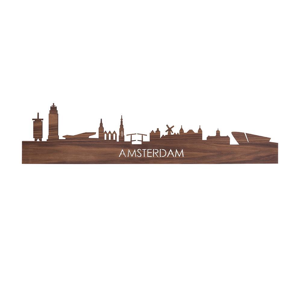 Skyline Amsterdam Noten houten cadeau decoratie relatiegeschenk van WoodWideCities