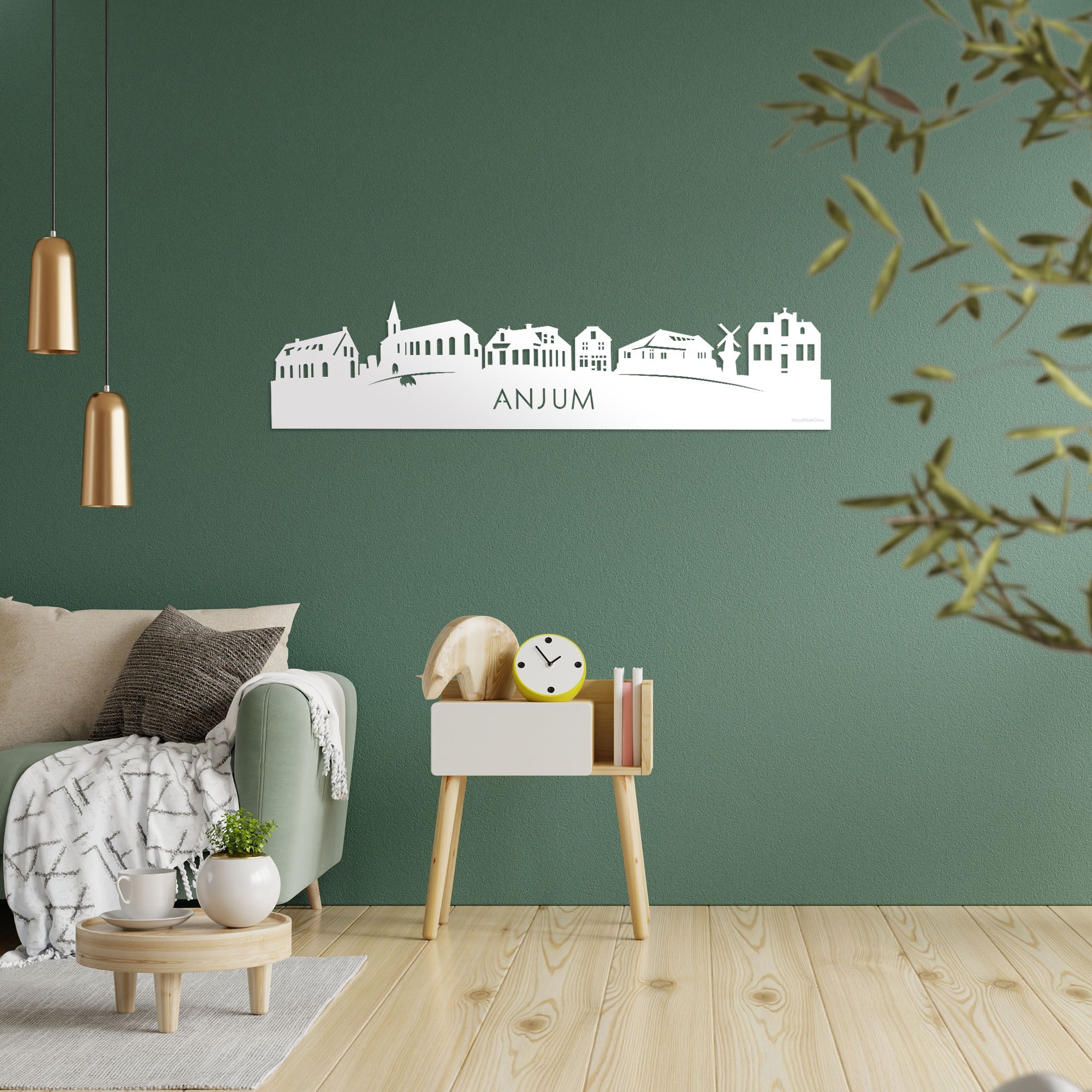 Skyline Anjum Wit glanzend gerecycled kunststof cadeau decoratie relatiegeschenk van WoodWideCities